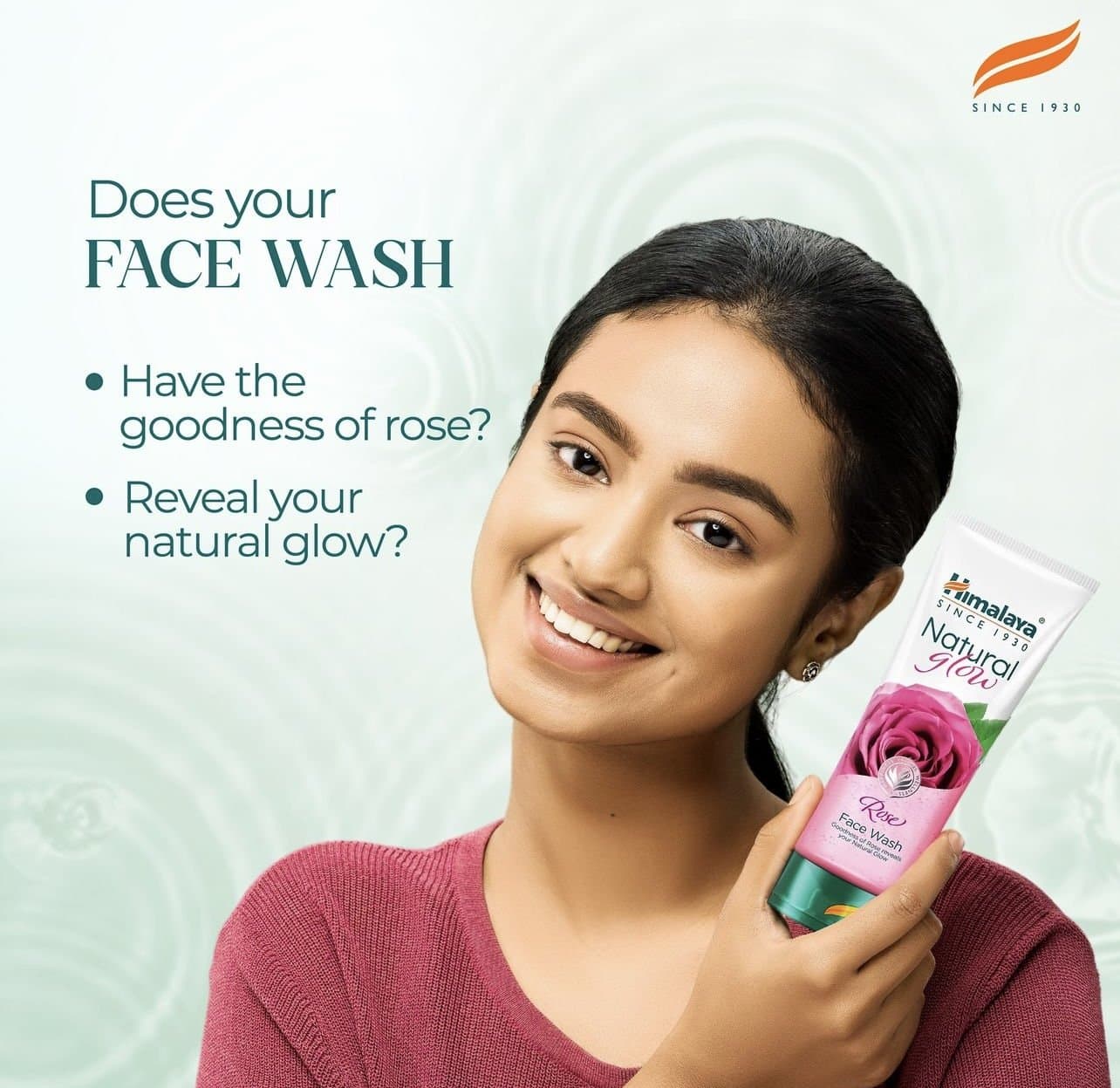 Malavika in a Himalaya rose face-wash campaign